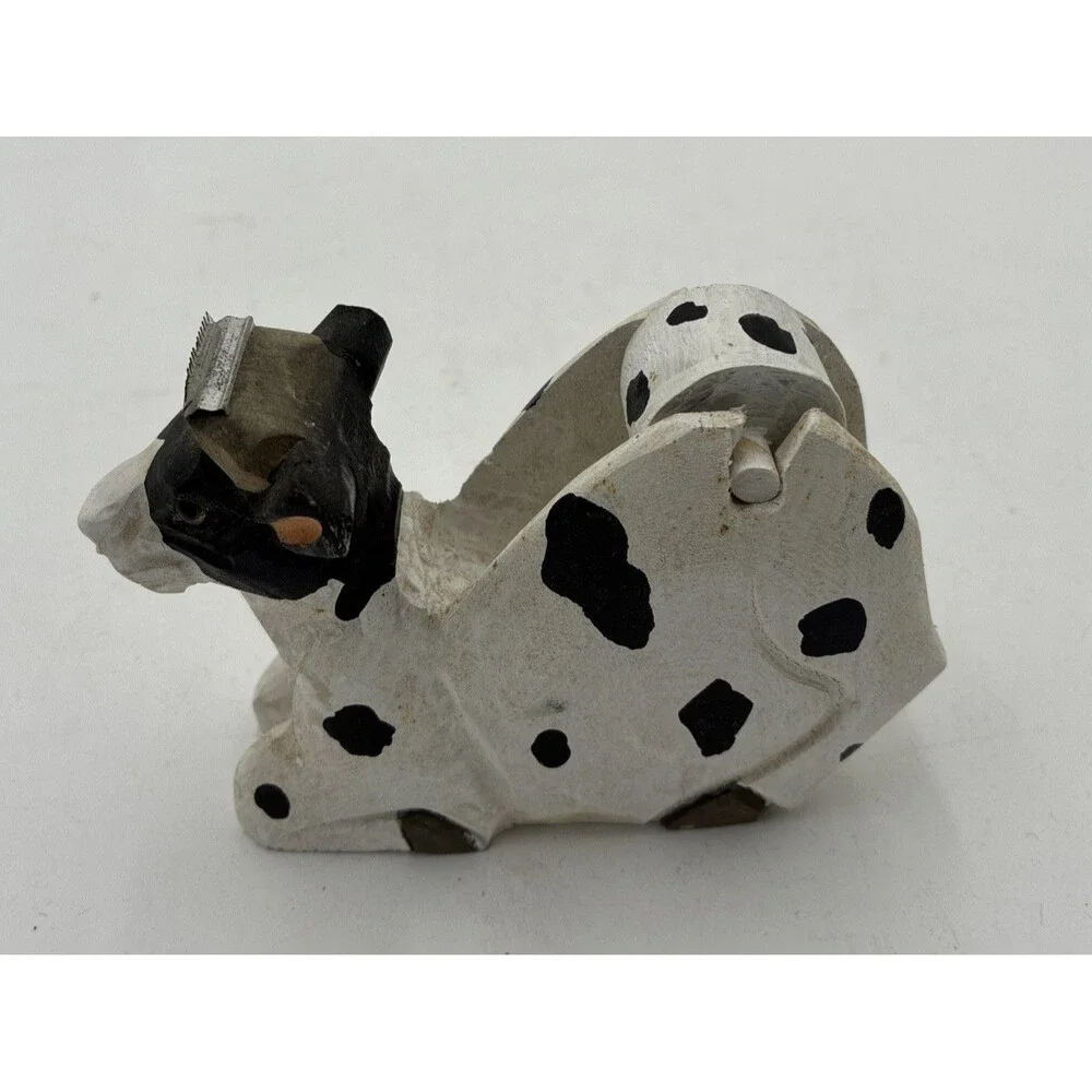 cow head shape Tape Dispenser desk top wood carving
